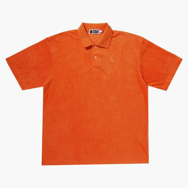 Bape Ape Head Towelling Relaxed Fit Polo Orange