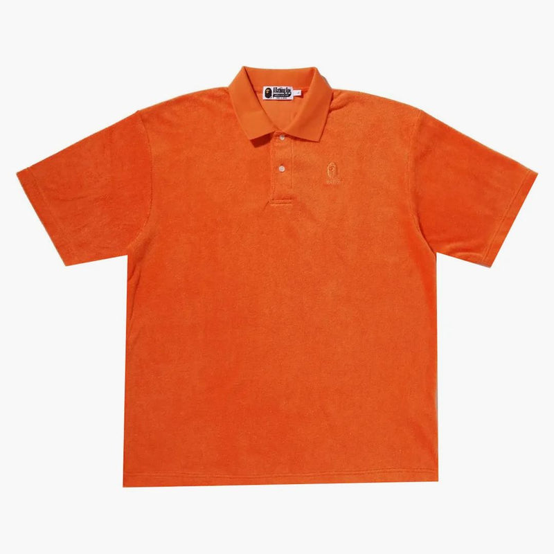 Bape Ape Head Towelling Relaxed Fit Polo Orange