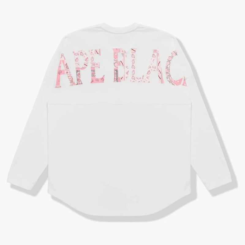 Bape Black Paisley Logo L/S TEE White Pink