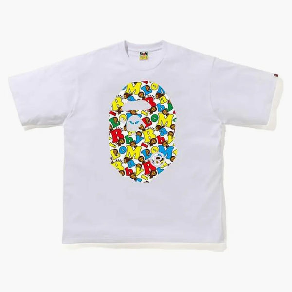 Bape baby milo alfabet scimmia scimmia tè rilassato bianco