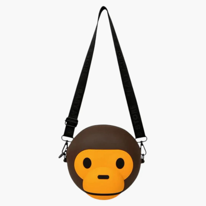 Bape Baby Milo Face Crossbody Bag Brown