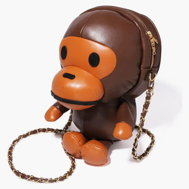 Bape Baby Milo Plush Doll Chain Shoulder Bag Brown