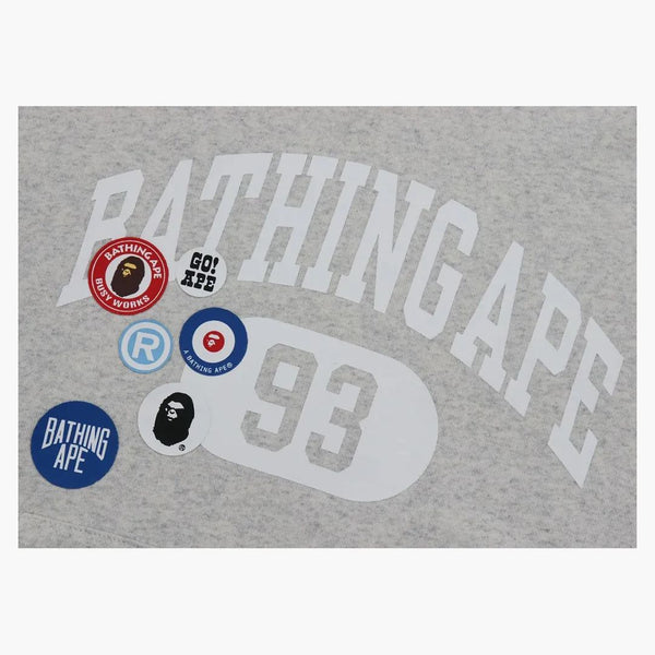 Bape Badge Motif Loose Fit Pullover Hoodie Gray