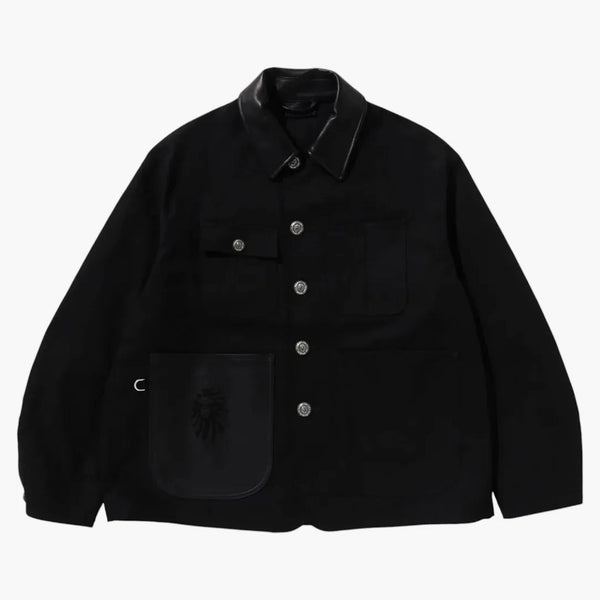 Bape Bape Black Leather Trim Chore Jacket Black