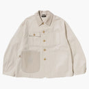 Bape Bape Black Leather Trim Chore Jacket Ivory