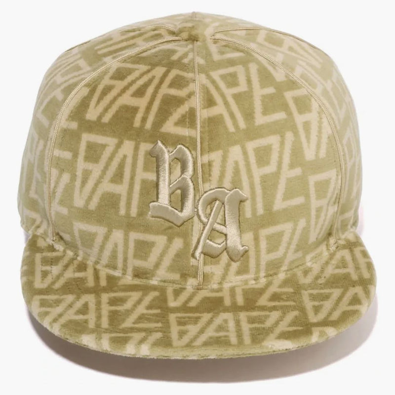 Bape Bape Logo Monogram Velor Cap Beige