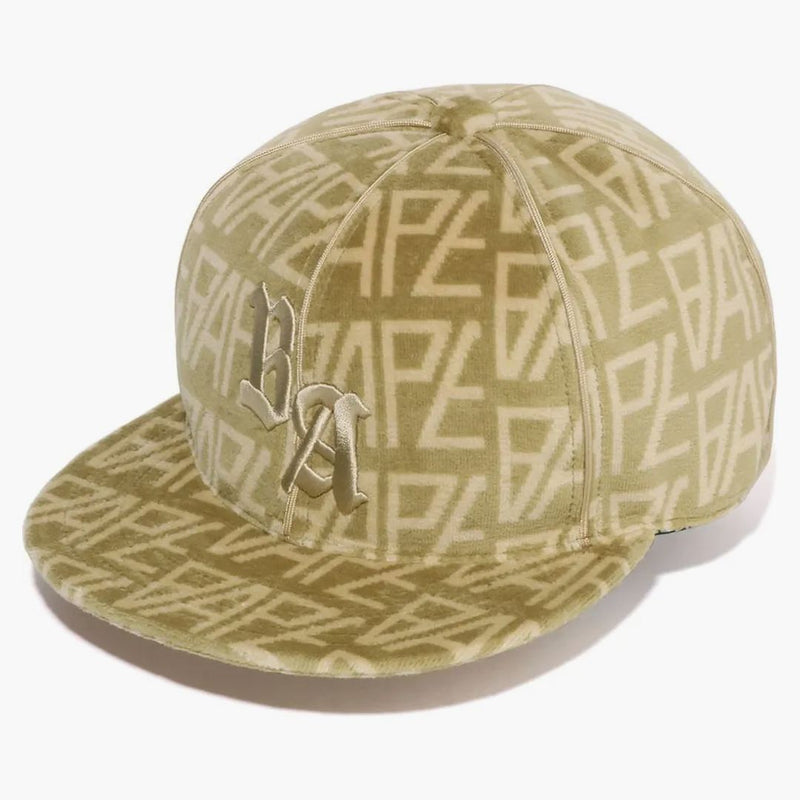 Bape Bape Logo Monogram Velor Cap Beige