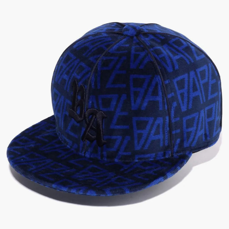 BAPE BAPE LOGO Monograma Velor Cap Navy