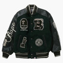 Bape Bape Patch Varsity Jacket Green