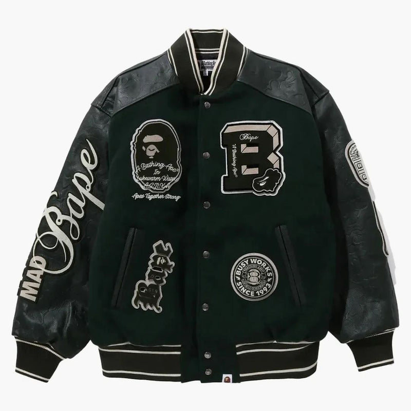 Bape bape patch giacca varsity verde