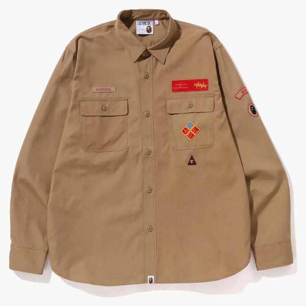 Bape Bape Relaxed Fit Boyscout Shirt Beige