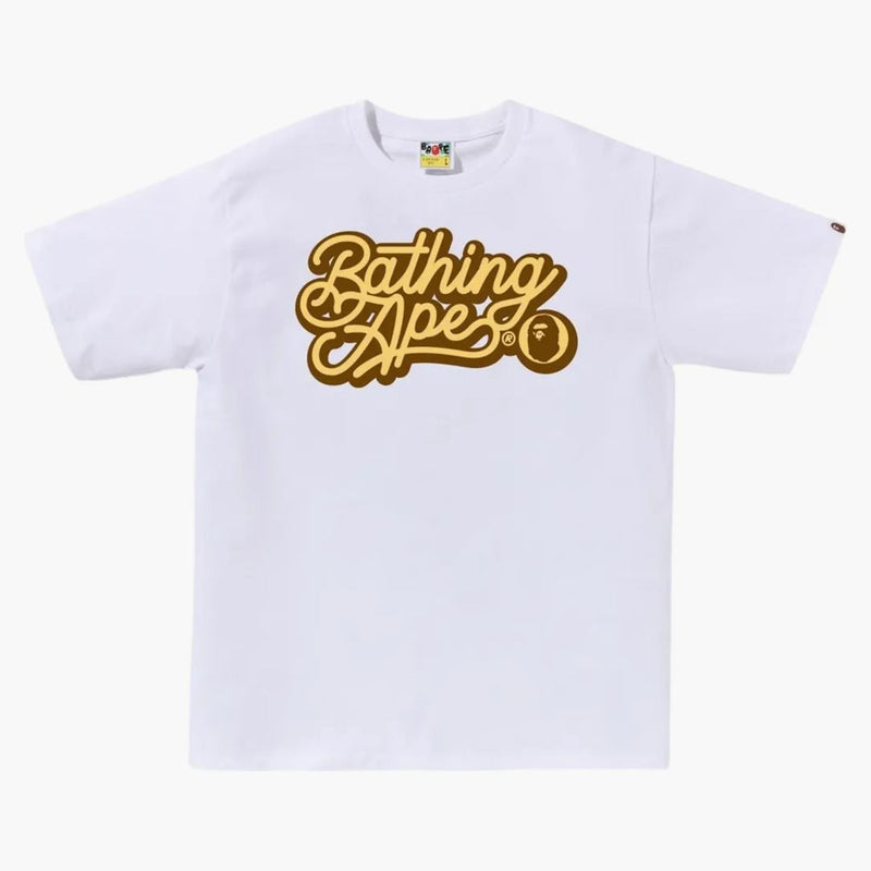 BAPE BATHING APE SCRIPT LOGO TEE WHITE/BROWN