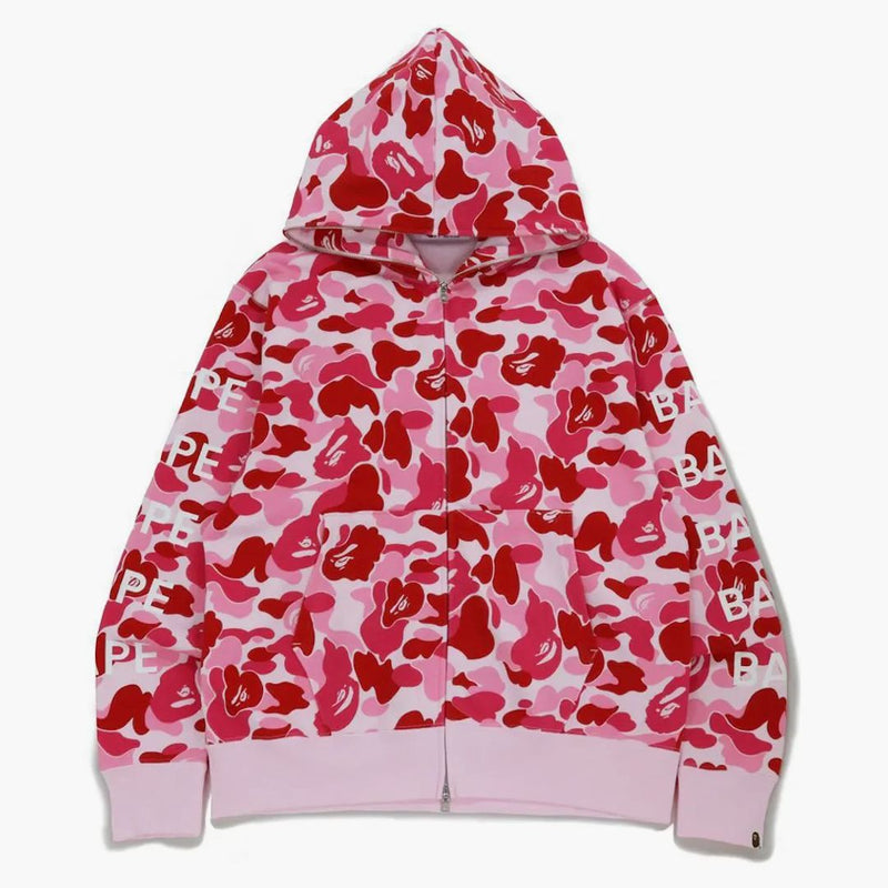 Bape Big ABC Camo Relaxed Fit Full Zip Hoodie Pink