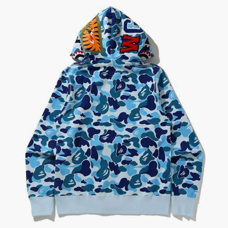 Bape Big ABC Camo Shark Wide Full Zip Double Hoodie Blue