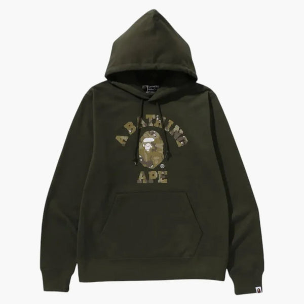 Bape Bitmap College Moclover Hoodie OliveDrab