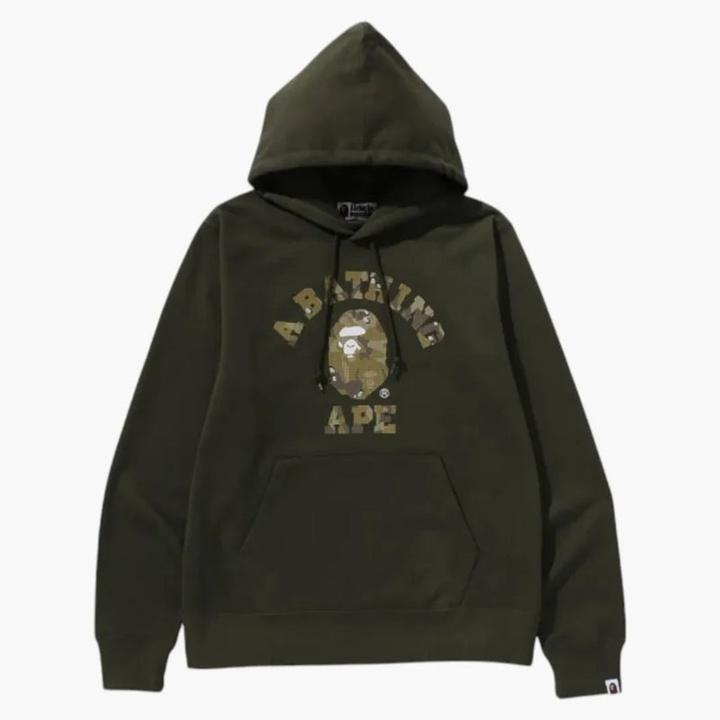 Bape Bitmap College Moclover Hoodie OliveDrab
