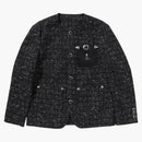Bape Black Collarless Ornaments Tweed I Coat Black