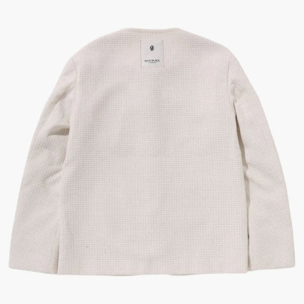 Bape Black Collarless Ornaments Tweed III Coat Ivory