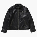 Bape Black Washed Leather Harrington Chaqueta marrón oscuro