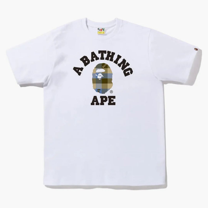 Bape Block Check College Tea (FW22) White Beige