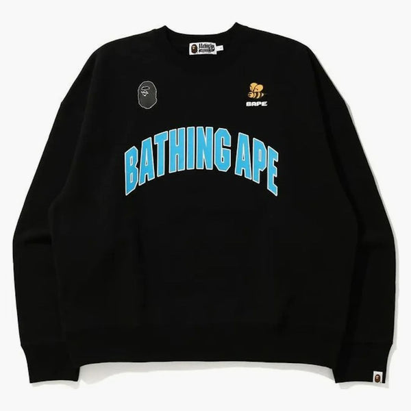Bape Busy Works College Loose Fit CrewNeck Black