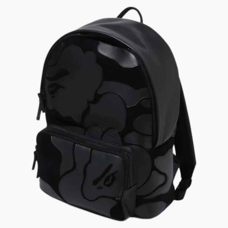 Bape Camo Patch Leather Daypack Black