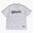 Bape Camo Stripe Baseball Logo Relaxed Fit Tee Gray