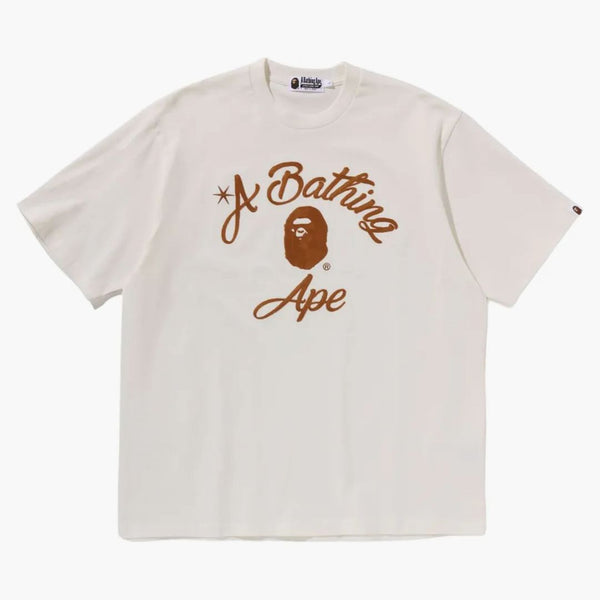 Bape Chain Stitch College Relaxaded Fit Tee Ivory