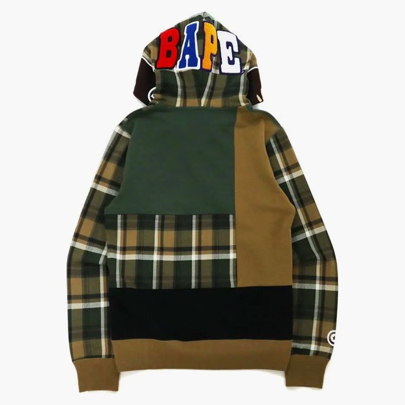 Bape Check 2nd Ape Full Zip Hoodie OliveDrab