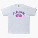 Bape Check College Logo Tee White/purple