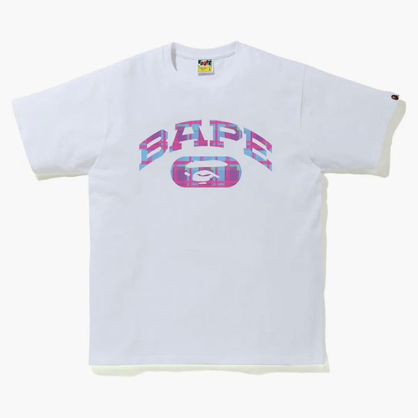 Bape Check College Logo Tee White/Purple