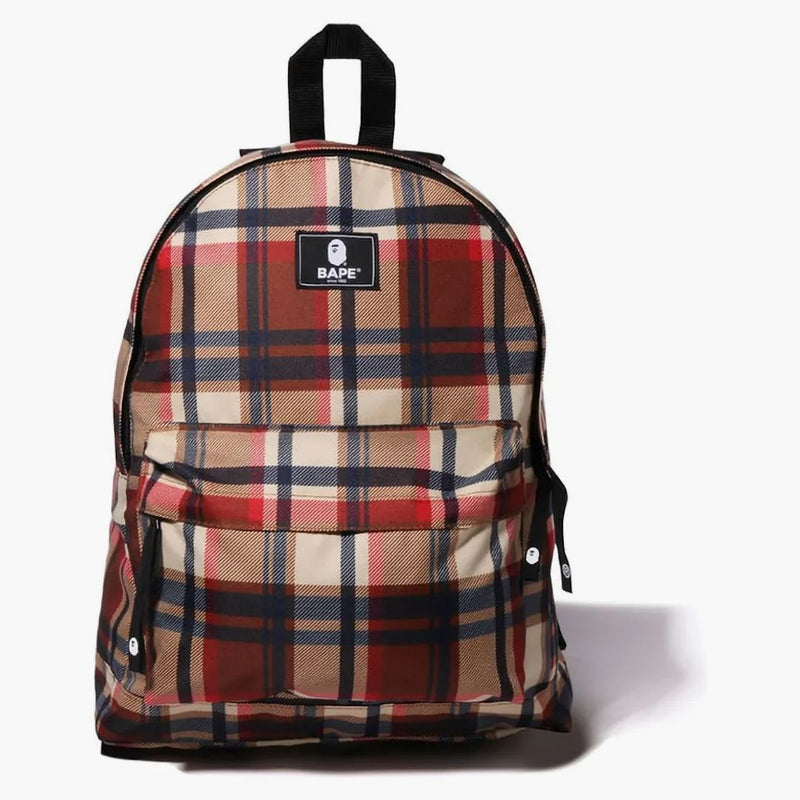Bape Check Daypack Batock Red