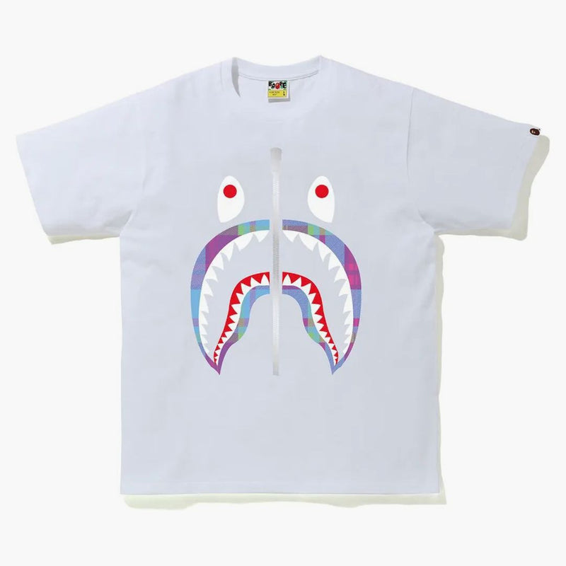 BAPE CHECK SHARK TEA TEA BIANCO/PROPRIO