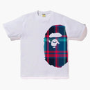 Bape Check Side Big Ape Head Tee White/Navy