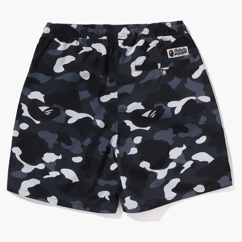 Bape City Camo Ape Head One Point Beach Shorts Black