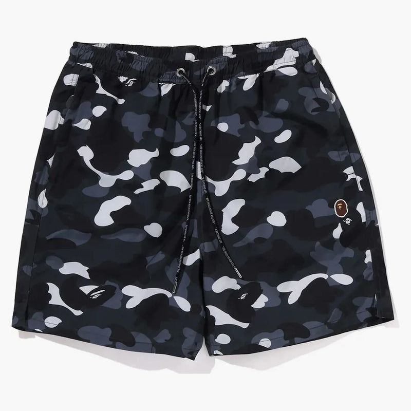 Bape City Camo Ape Head One Point Beach Shorts Black