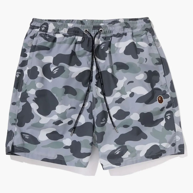 Bape City Camo Ape Head One Point Beach Shorts Grey