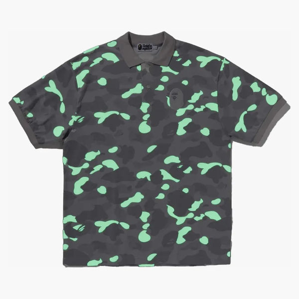 Bape City Camo Large Ape Head Relaxed Fit Polo Gray
