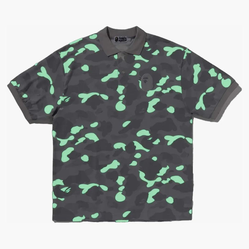 Bape City Camo Large Ape Head Relaxed Fit Polo Grey