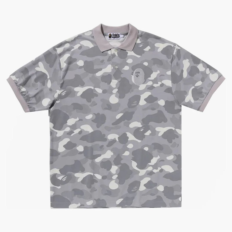 Bape City Camo Large Ape Head Relaxed Fit Polo Grey