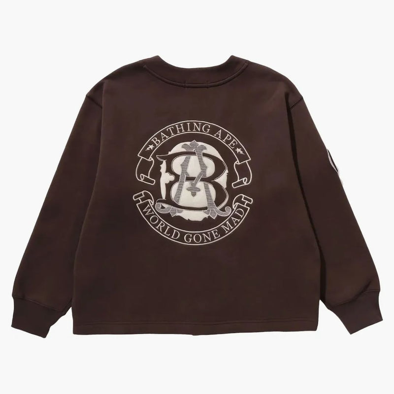 Bape College Badges Sweat Cardigan Brown