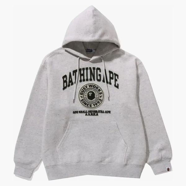 Bape College Graphic Pullover Hoodie Gray