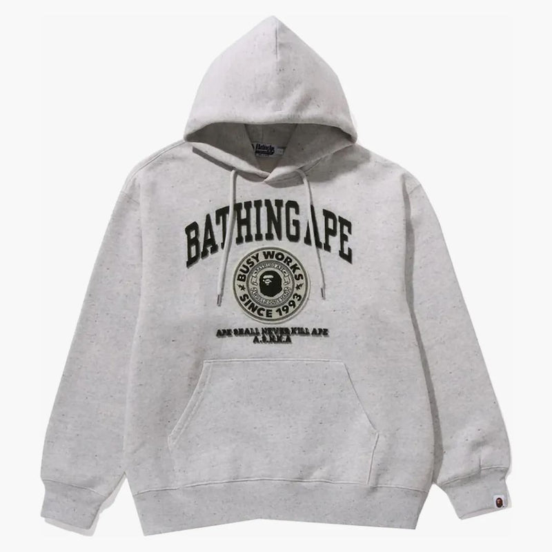 Bape College Graphic Pullover Hoodie Grey
