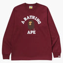 Bape College L/s Tee (ss25) Burgundy