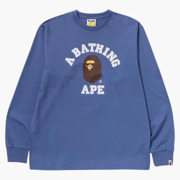 BAPE COLLEGE L/S TEA (SS25) Navy