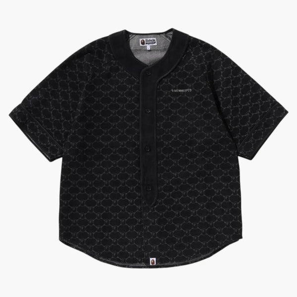 Bape College Monogram Baseball S/S denim shirt black