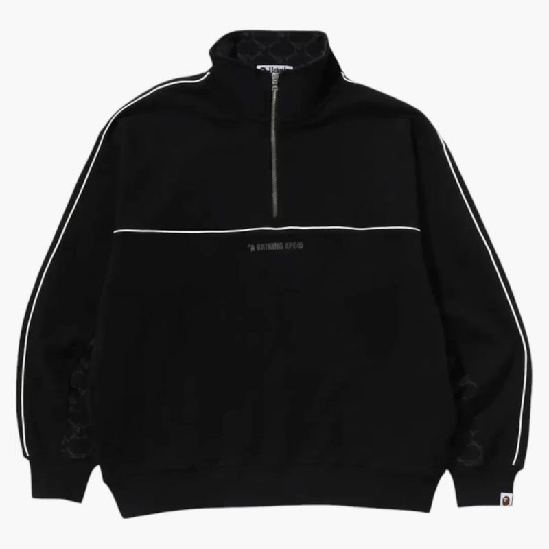 Logo Bape College Monogram Half Zip Relax Fit Crewneck mikina černá