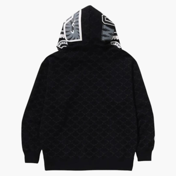 Bape College Monogram uvolněný fit Shark Full Zip Hoodie Black