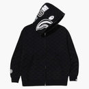 Bape College Monogram rilassato Fit Shark Full Zip Hoodie Black