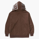Bape College Monogram Relaxed Fit Shark Full Zip Hoodie Brown